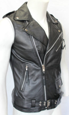 Black Sleeveless Leather Jacket